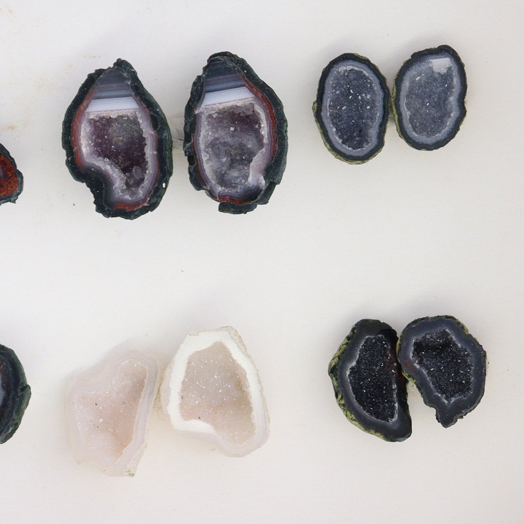 Tabasco Geodes 9 Pairs - Expert Wholesale and Supplier of Wholesale Crystals & Bulk Gemstones, ["Geodes","Tabasco Geode"]