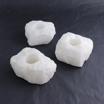 One White Quartz Candle Holder Rough