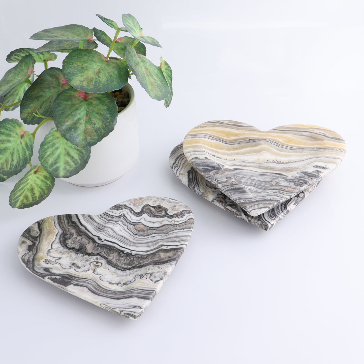 One Mexican Onyx/Calcite Zebra Heart Dish - Expert Wholesale and Supplier of Wholesale Crystals & Bulk Gemstones, ["Calcite","Catalog Onyx","Decorative Dish","heart","Hearts","Mexico","onyx"]