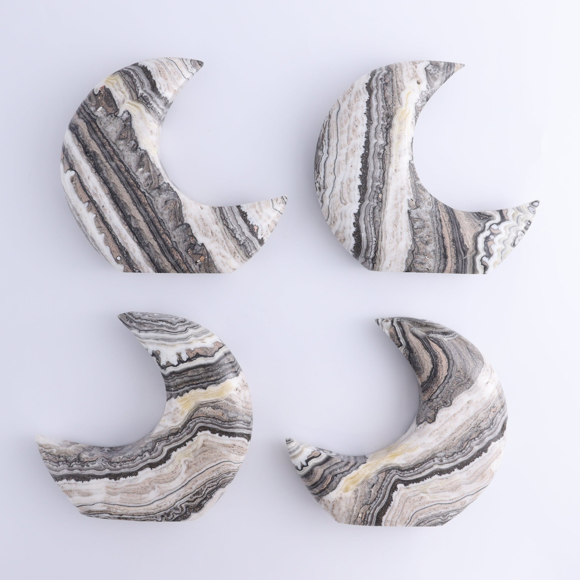 One Standing Moon Mexican Onyx/Calcite Zebra Black - Expert Wholesale and Supplier of Wholesale Crystals & Bulk Gemstones, ["Calcite","Catalog Onyx","Mexico","moons","onyx"]