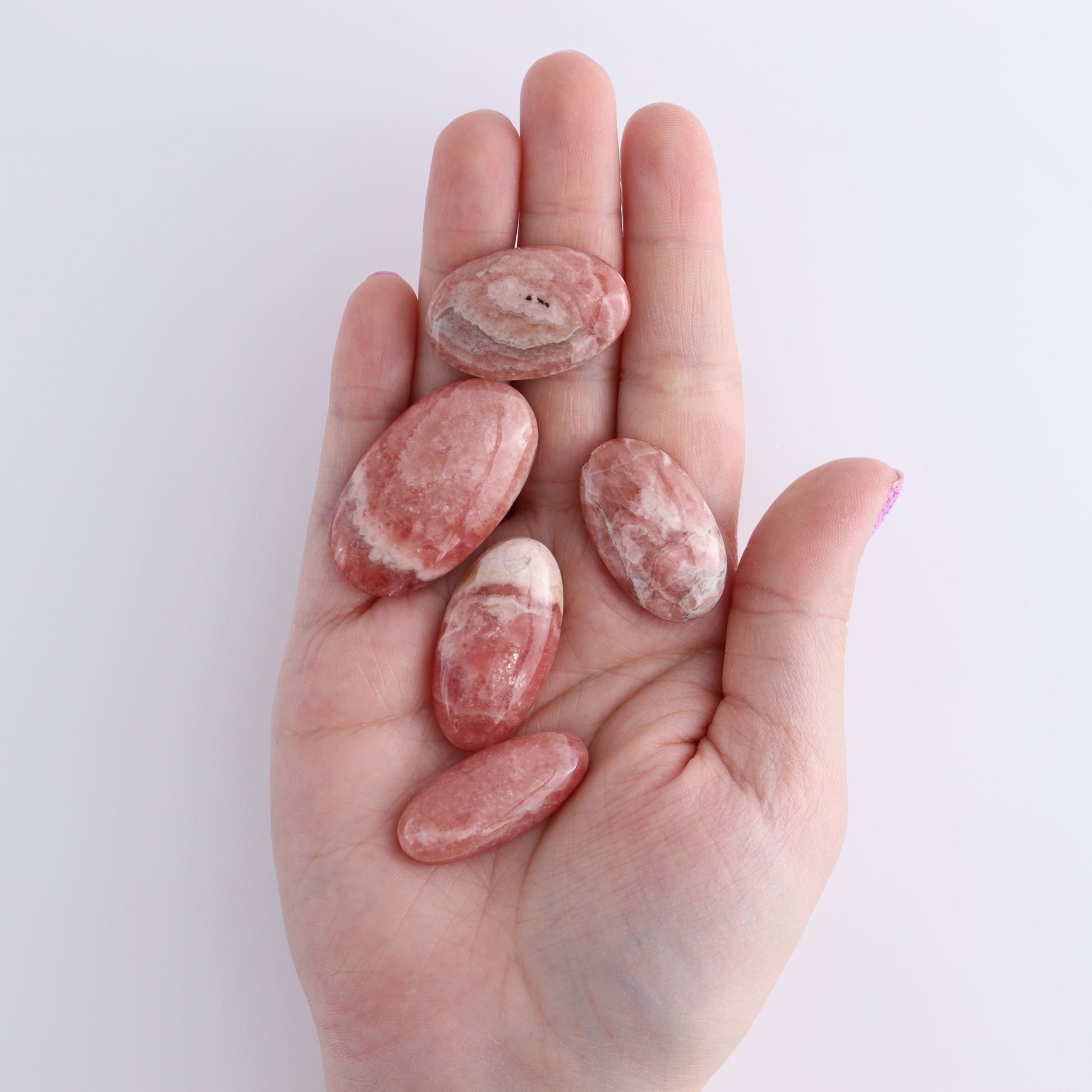 Rhodochrosite Oval Cabs Set of 8 - Expert Wholesale and Supplier of Wholesale Crystals & Bulk Gemstones, ["Argentina","Cabs","Oval","Rhodochrosite"]