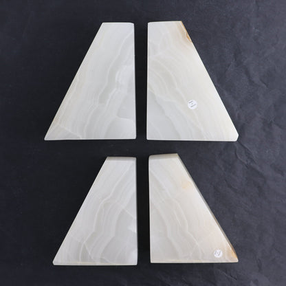 One Pair of Mexican Onyx/Calcite White Polished Bookends