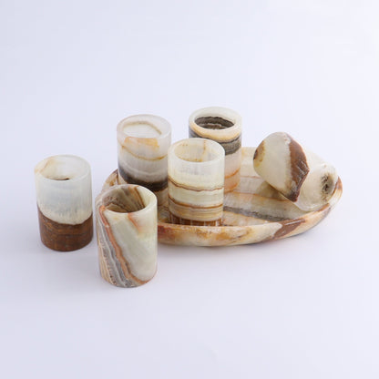 Shot Glass Set Mexican Onyx/Calcite Green - Expert Wholesale and Supplier of Wholesale Crystals & Bulk Gemstones, ["Calcite","Catalog Onyx","Mexico","onyx","Shot Glasses"]
