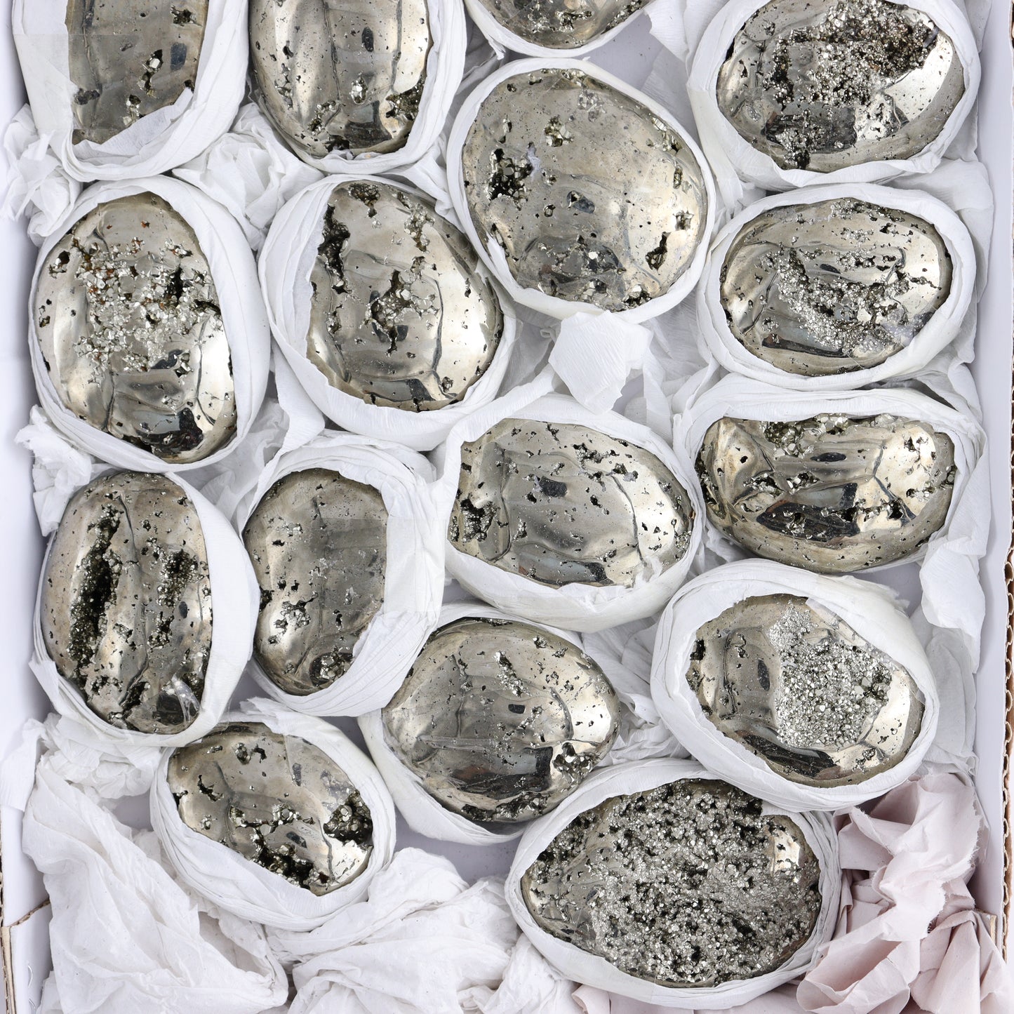 Pyrite Palm Stone Set of 21 - Expert Wholesale and Supplier of Wholesale Crystals & Bulk Gemstones, ["Freeform","Freeforms","Peru","Pyrite"]