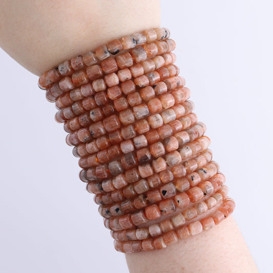 One Sunstone Cylinder Bracelet | Mi Esperanza Minerals | Supplier of Crystals and Onyx
