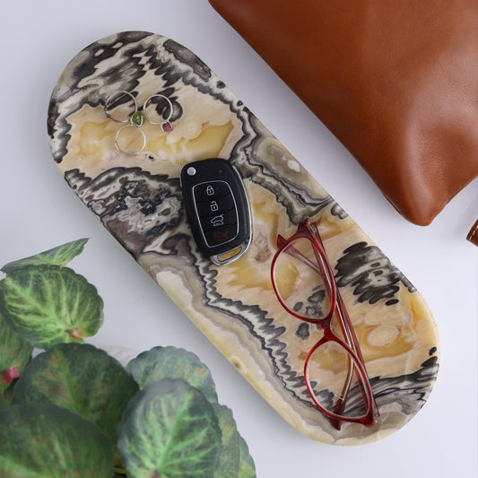 One Zebra Yellow/Orange Onyx Oval Dish - Expert Wholesale and Supplier of Wholesale Crystals & Bulk Gemstones, ["Catalog Onyx","Decorative Dish","Mexico","onyx","Oval Dish"]