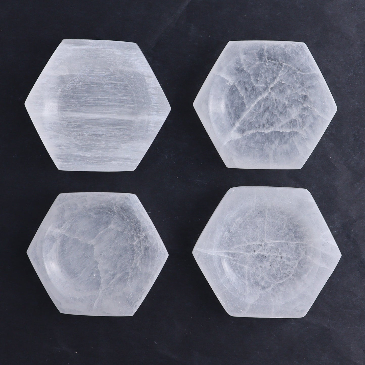 One Selenite (Satin Spar) Hexagon Shallow Bowl 7 cm - Expert Wholesale and Supplier of Wholesale Crystals & Bulk Gemstones, ["Bowls","Hexagon","Morocco","Selenite"]