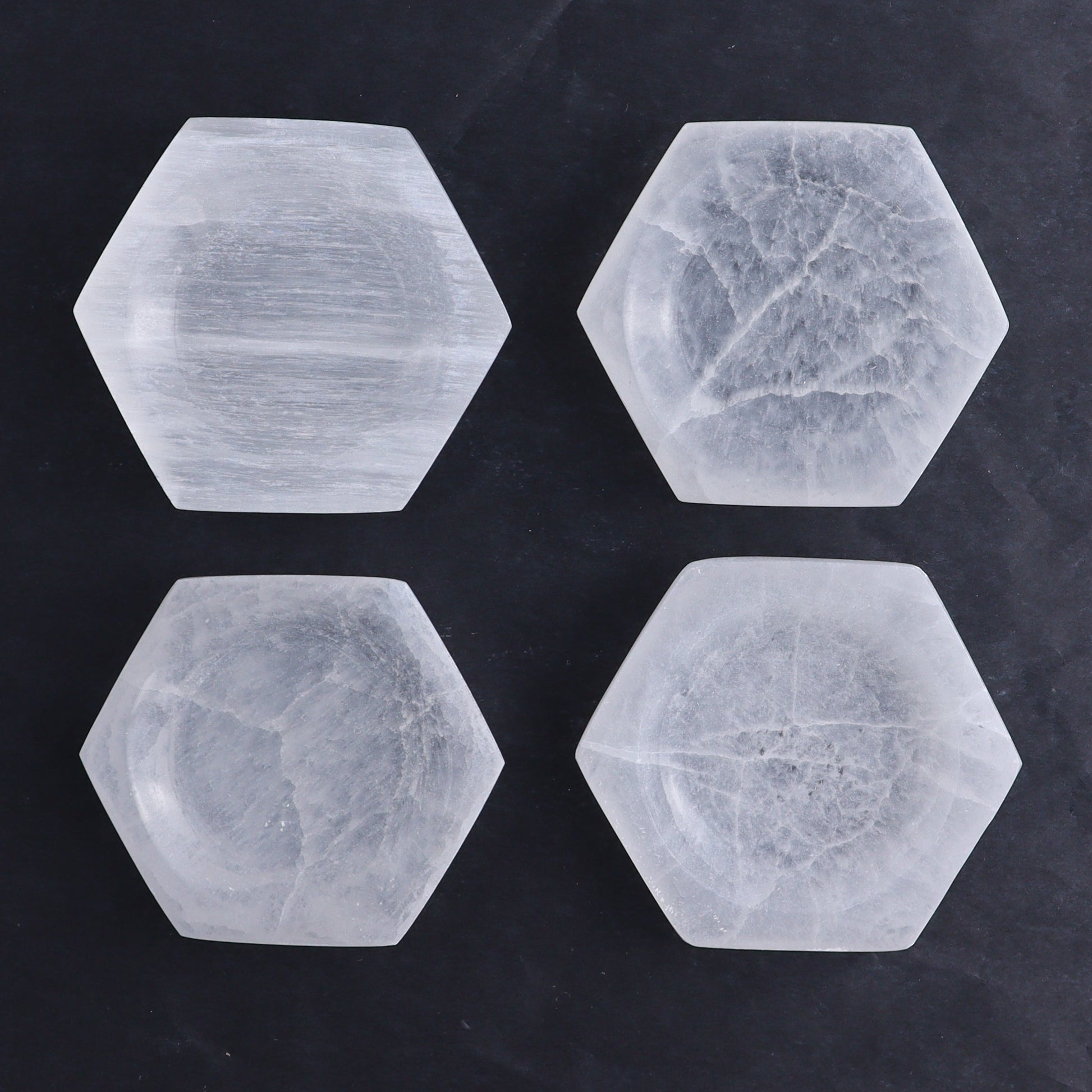 One Selenite (Satin Spar) Hexagon Shallow Bowl 7 cm - Expert Wholesale and Supplier of Wholesale Crystals & Bulk Gemstones, ["Bowls","Hexagon","Morocco","Selenite"]
