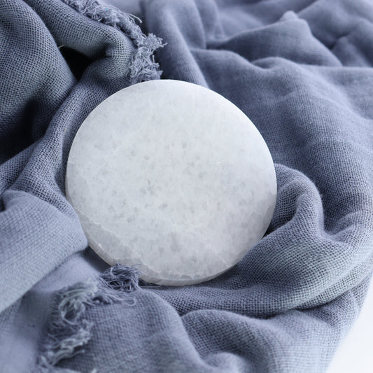 One Selenite (Satin Spar) Round Plate 10 cm - Expert Wholesale and Supplier of Wholesale Crystals & Bulk Gemstones, ["Close_30","Morocco","Round Dish","Selenite"]