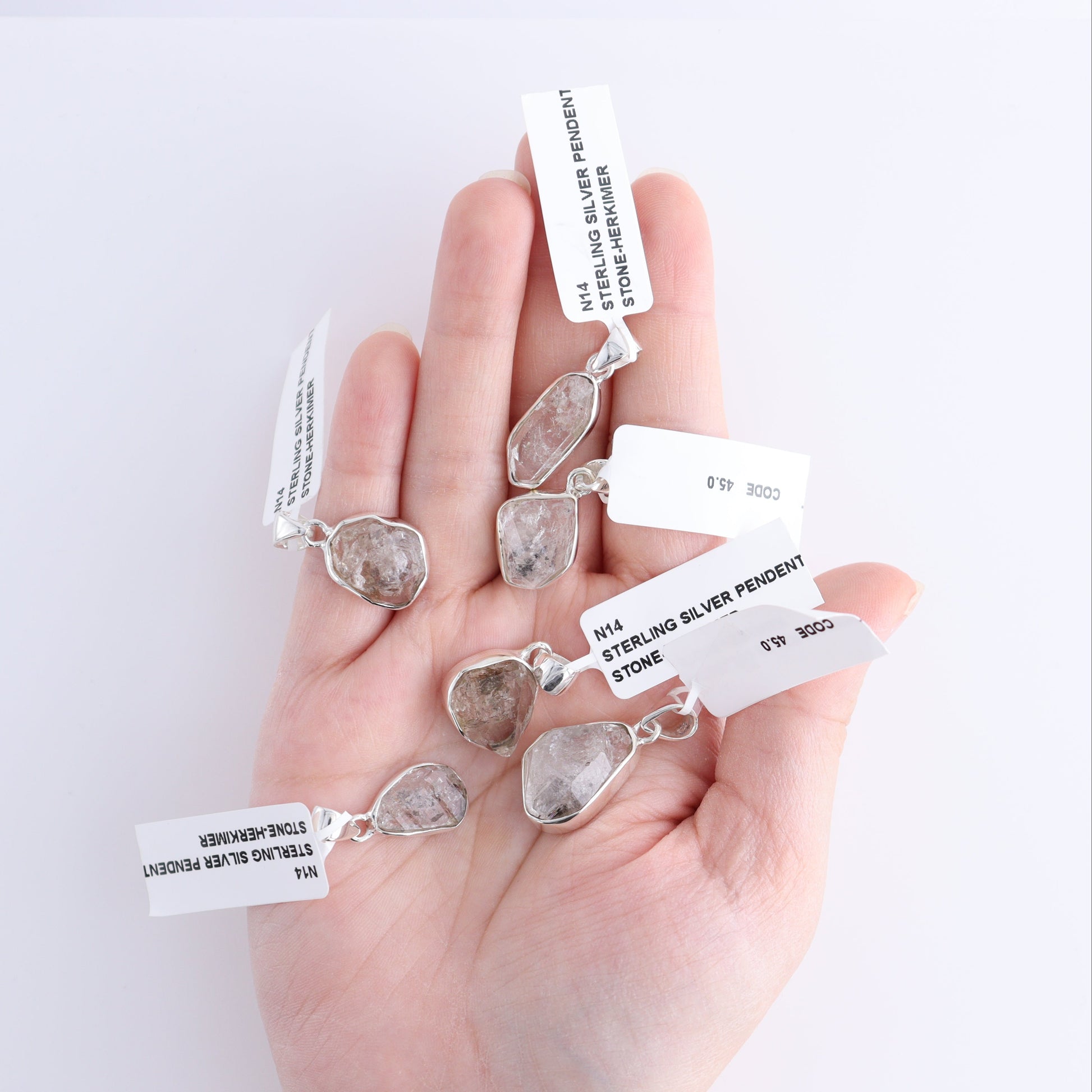 One Herkimer Sterling Silver Pendant (chain not included) - Expert Wholesale and Supplier of Wholesale Crystals & Bulk Gemstones, ["Herkimer","Pendant","Sterling Silver"]