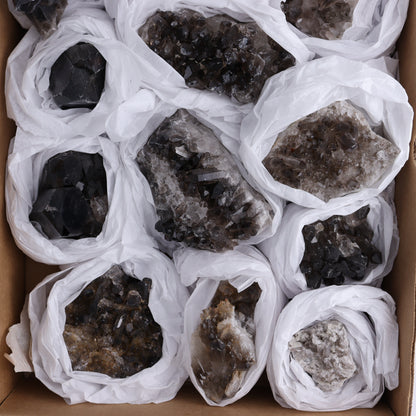 Smoky Quartz Clusters Set of 12 - Expert Wholesale and Supplier of Wholesale Crystals & Bulk Gemstones, ["Brazil","close_70","cluster","Clusters","Quartz","Smoky Quartz"]