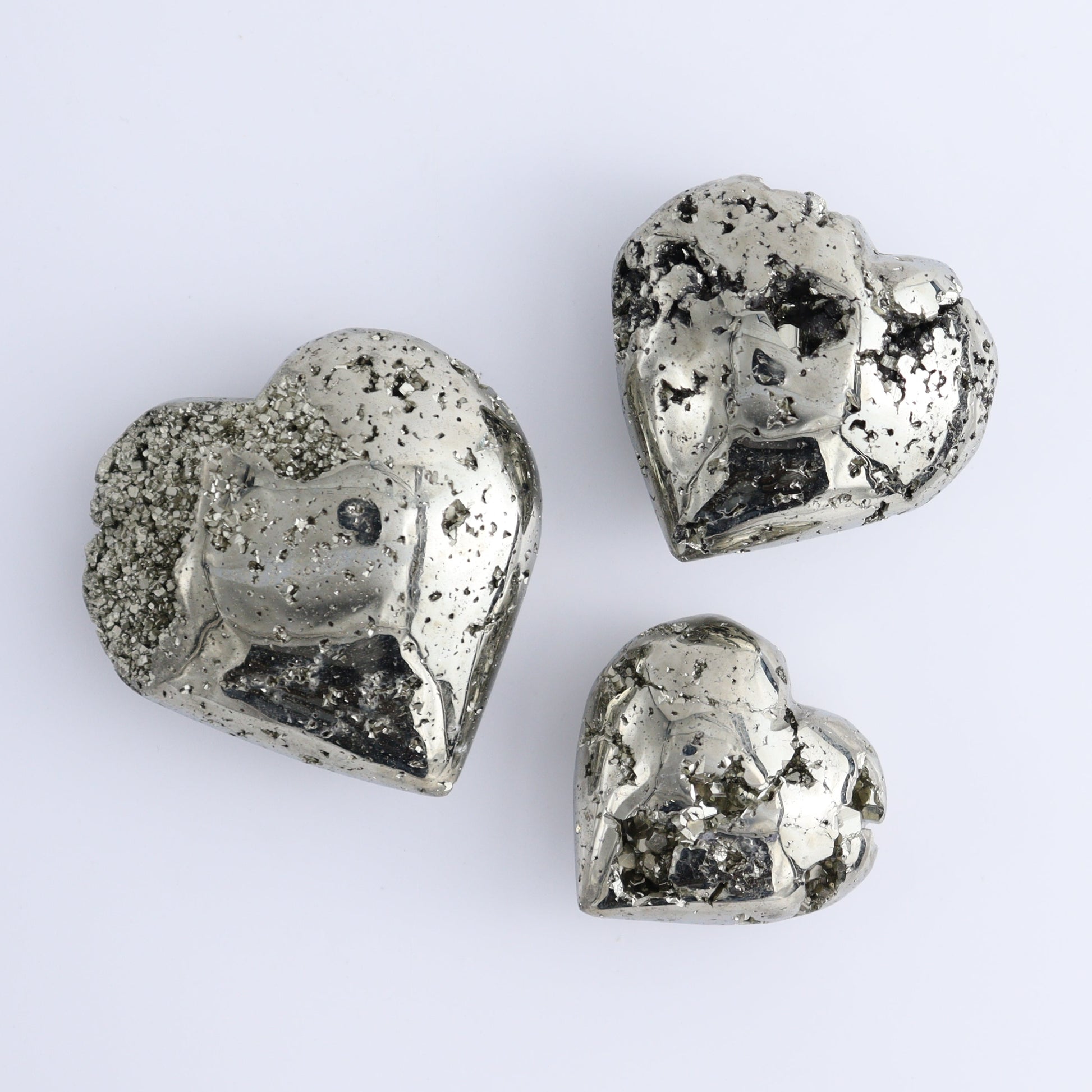Pyrite Hearts Set of 9 - Expert Wholesale and Supplier of Wholesale Crystals & Bulk Gemstones, ["Hearts","Peru","Pyrite"]