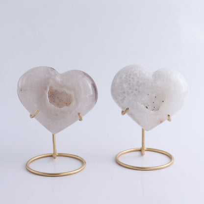 Agate Hearts with Stand Set of 6 - Expert Wholesale and Supplier of Wholesale Crystals & Bulk Gemstones, ["Agate","Brazil","Hearts"]