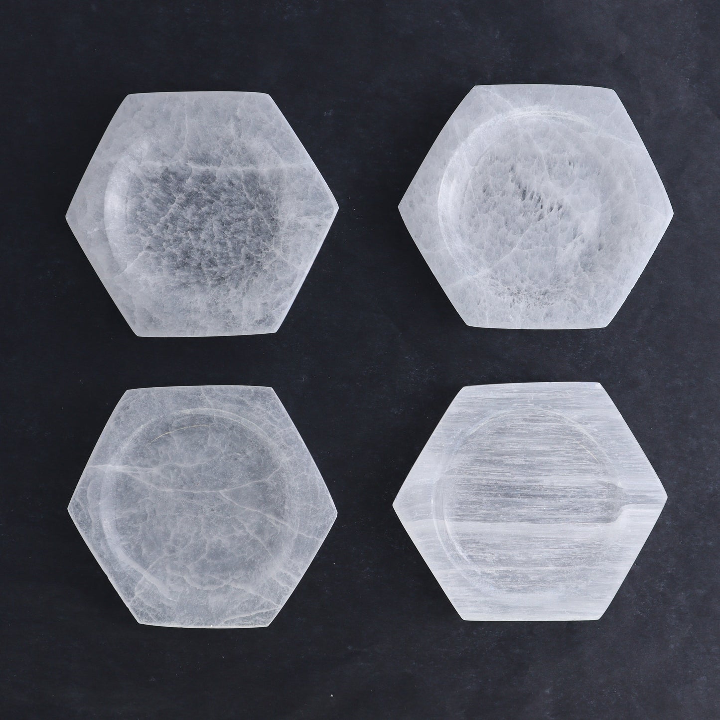 One Selenite (Satin Spar) Hexagon Shallow Bowl 10 cm - Expert Wholesale and Supplier of Wholesale Crystals & Bulk Gemstones, ["Bowls","Hexagon","Morocco","Selenite"]