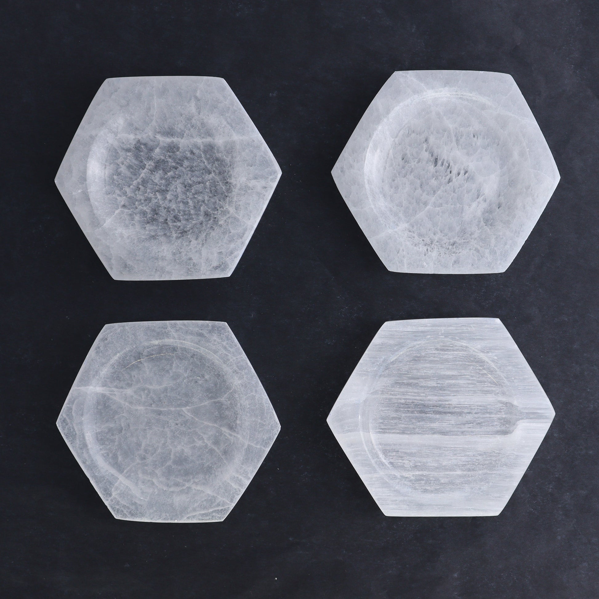 One Selenite (Satin Spar) Hexagon Shallow Bowl 10 cm - Expert Wholesale and Supplier of Wholesale Crystals & Bulk Gemstones, ["Bowls","Hexagon","Morocco","Selenite"]