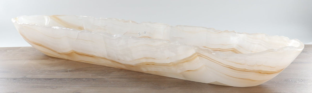 Mexican Onyx/Calcite Canoe Bowl 35"