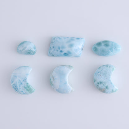 Larmiar Moons and Freeforms Set of 6 - Expert Wholesale and Supplier of Wholesale Crystals & Bulk Gemstones, ["Freeforms","Larimar","moons"]