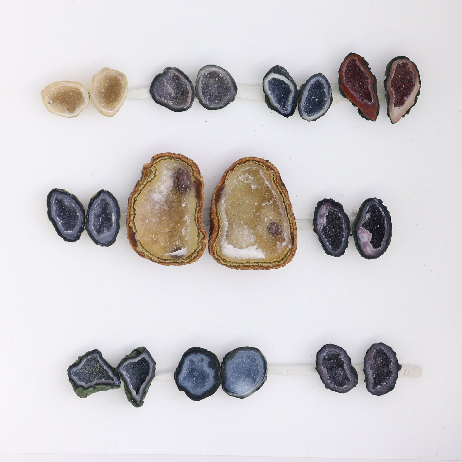 Tabasco Geodes 10 Pairs - Expert Wholesale and Supplier of Wholesale Crystals & Bulk Gemstones, ["Geodes","Tabasco Geode"]