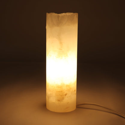One Small White Rough Top Onyx Lamp Blind