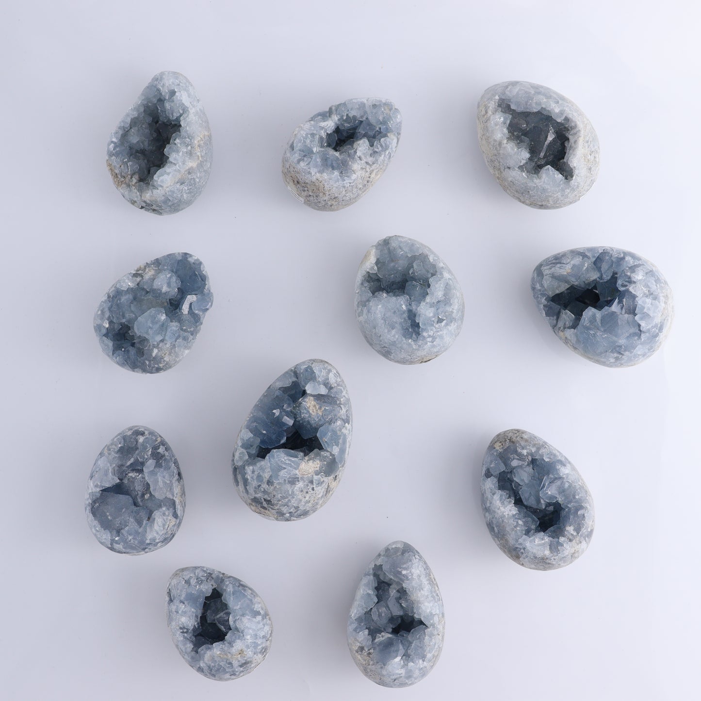 Celestite Eggs Set of 11 - Expert Wholesale and Supplier of Wholesale Crystals & Bulk Gemstones, ["Celestite","Eggs","Madagascar"]