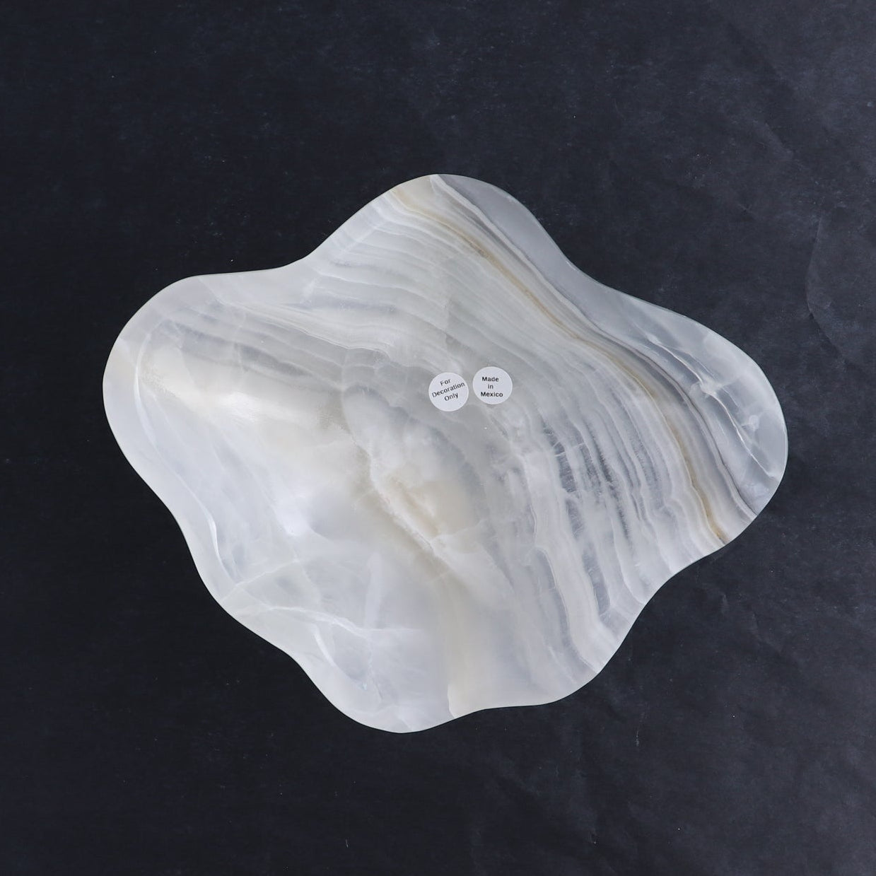 One Bowl Mexican Onyx/Calcite White & Grey Banding
