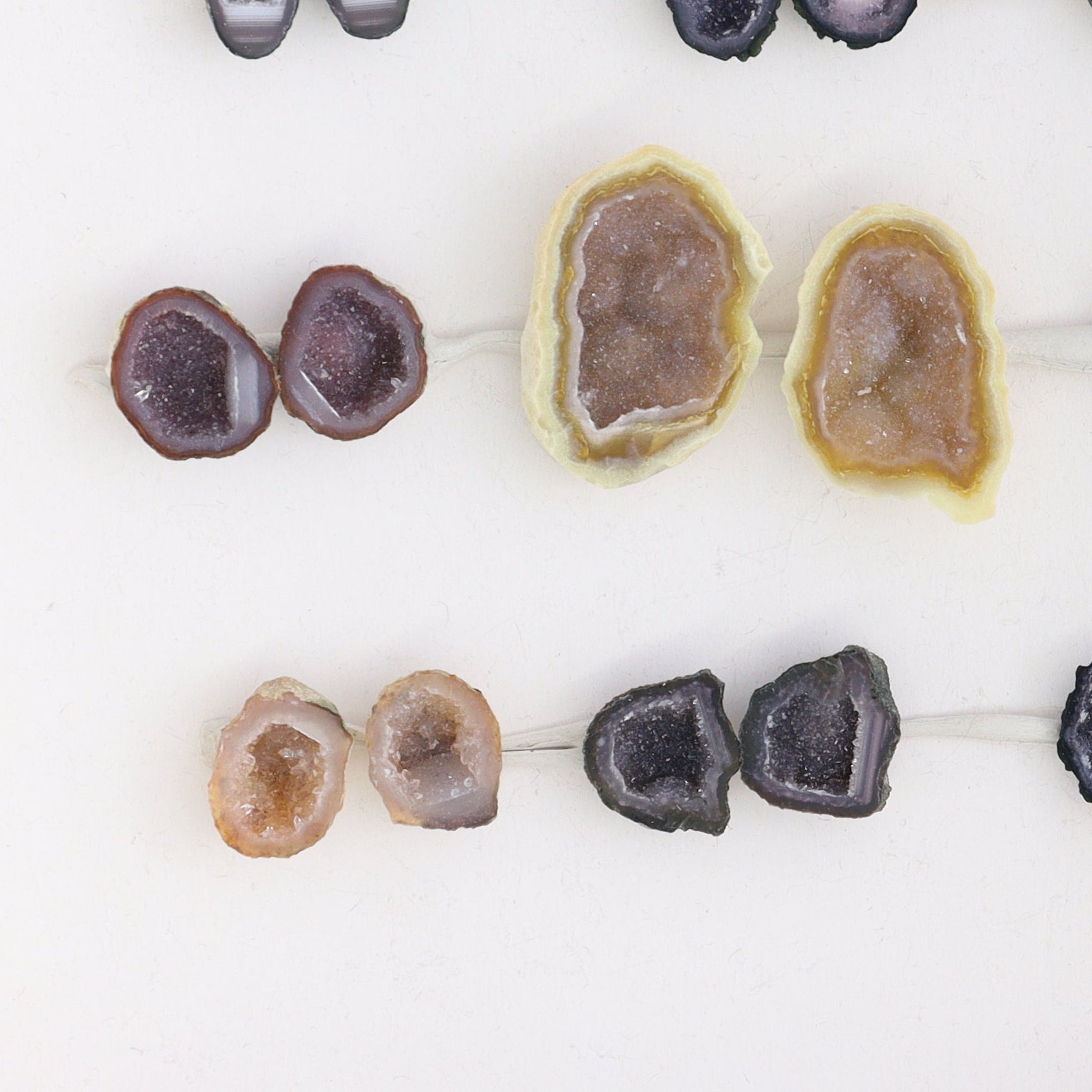 Tabasco Geodes 9 Pairs - Expert Wholesale and Supplier of Wholesale Crystals & Bulk Gemstones, ["Geodes","Tabasco Geode"]