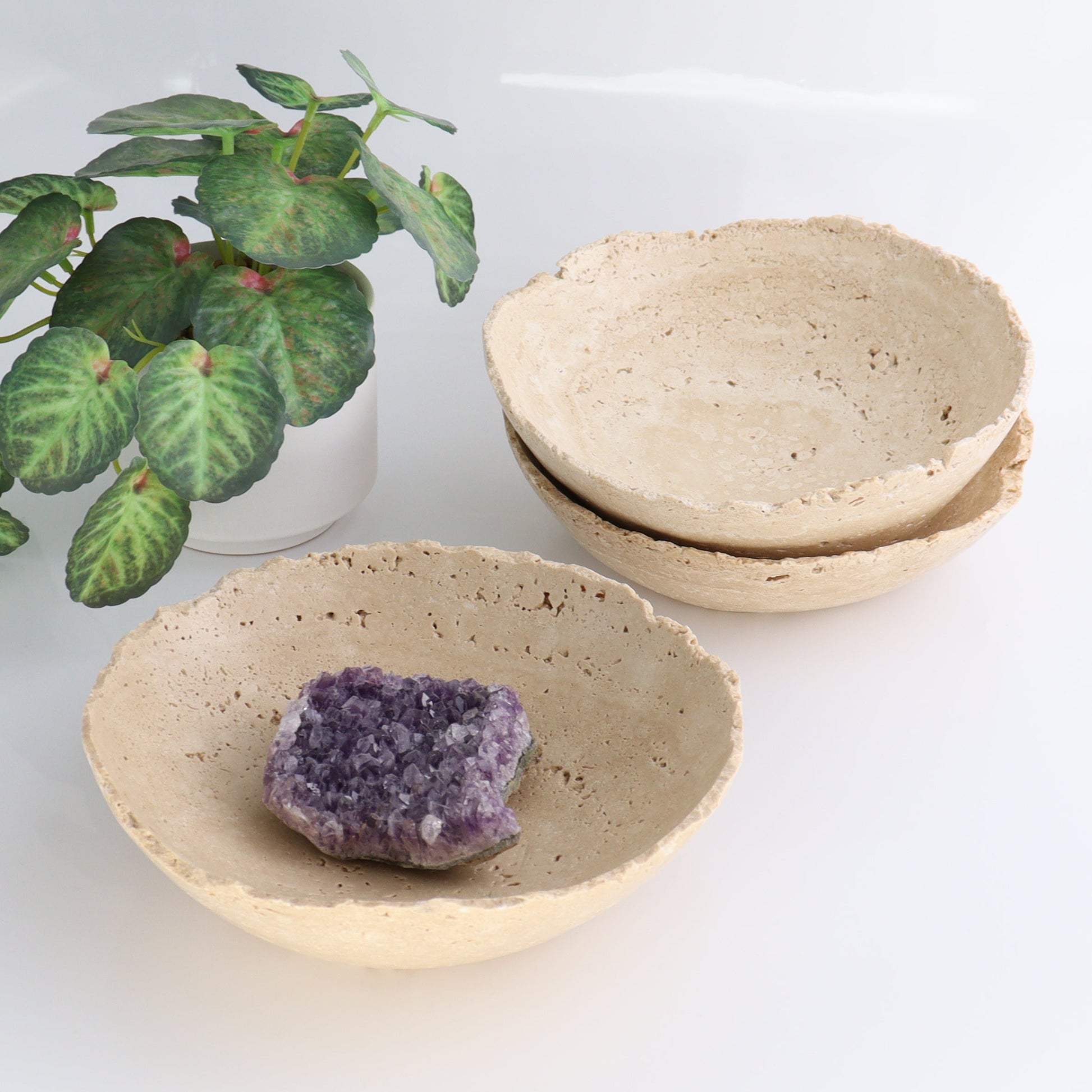 One Travertine Bowl Large - Expert Wholesale and Supplier of Wholesale Crystals & Bulk Gemstones, ["bowl","Catalog Onyx","Decorative Dish","Mexico","Travertine"]