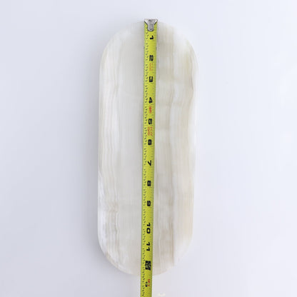 One Oval Dish Mexican Onyx/Calcite White & Grey