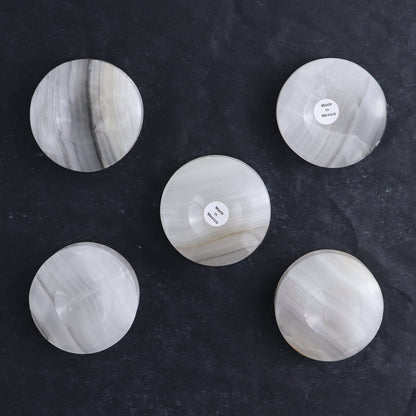 One Mexican Onyx/Calcite White Round Sphere Holder