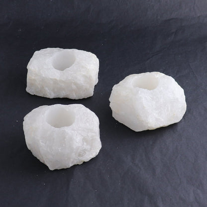 One White Quartz Candle Holder Rough