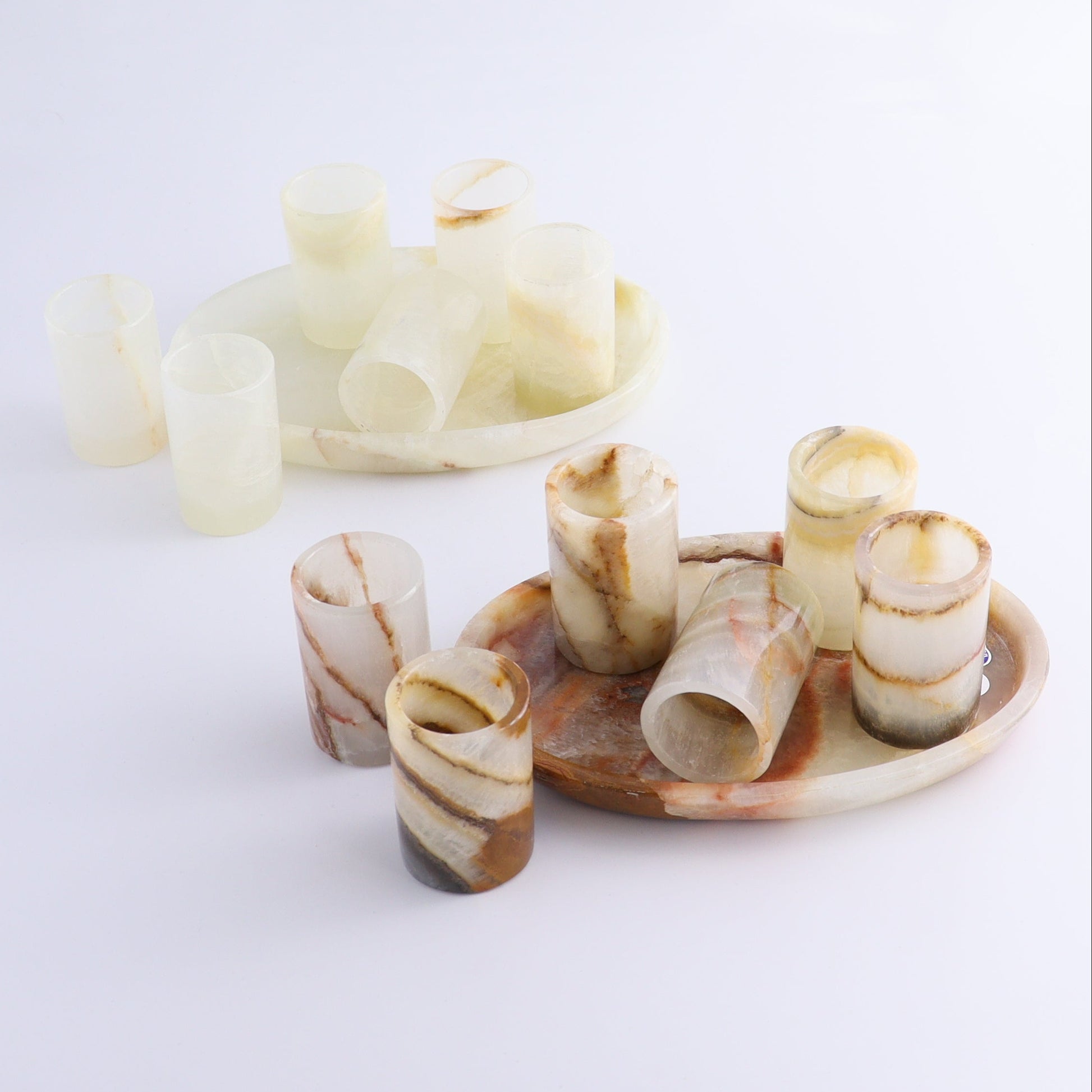 Shot Glass Set Mexican Onyx/Calcite Green - Expert Wholesale and Supplier of Wholesale Crystals & Bulk Gemstones, ["Calcite","Catalog Onyx","Mexico","onyx","Shot Glasses"]