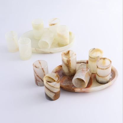 Shot Glass Set Mexican Onyx/Calcite Green - Expert Wholesale and Supplier of Wholesale Crystals & Bulk Gemstones, ["Calcite","Catalog Onyx","Mexico","onyx","Shot Glasses"]