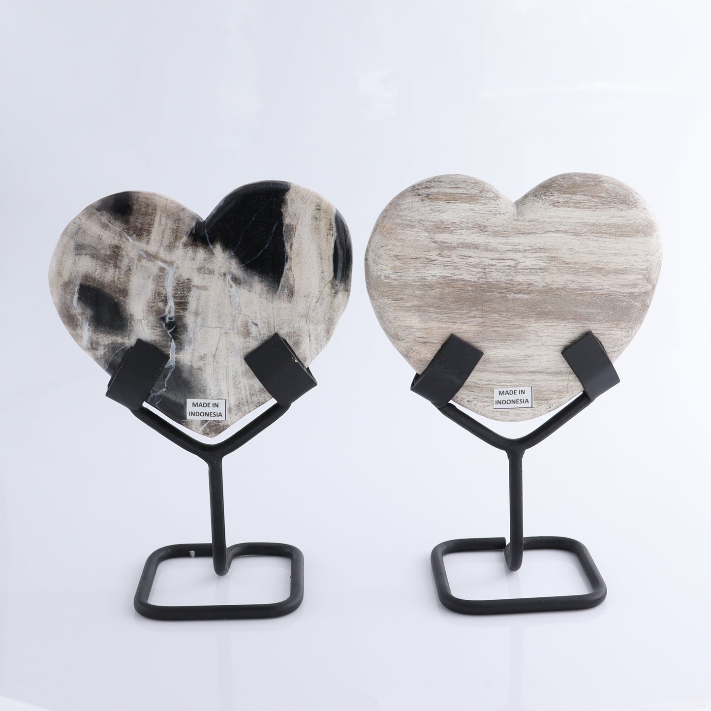 Petrified Wood Hearts with Stands Set of 4 - Expert Wholesale and Supplier of Wholesale Crystals & Bulk Gemstones, ["Hearts","Indonesia","Petrified Wood"]