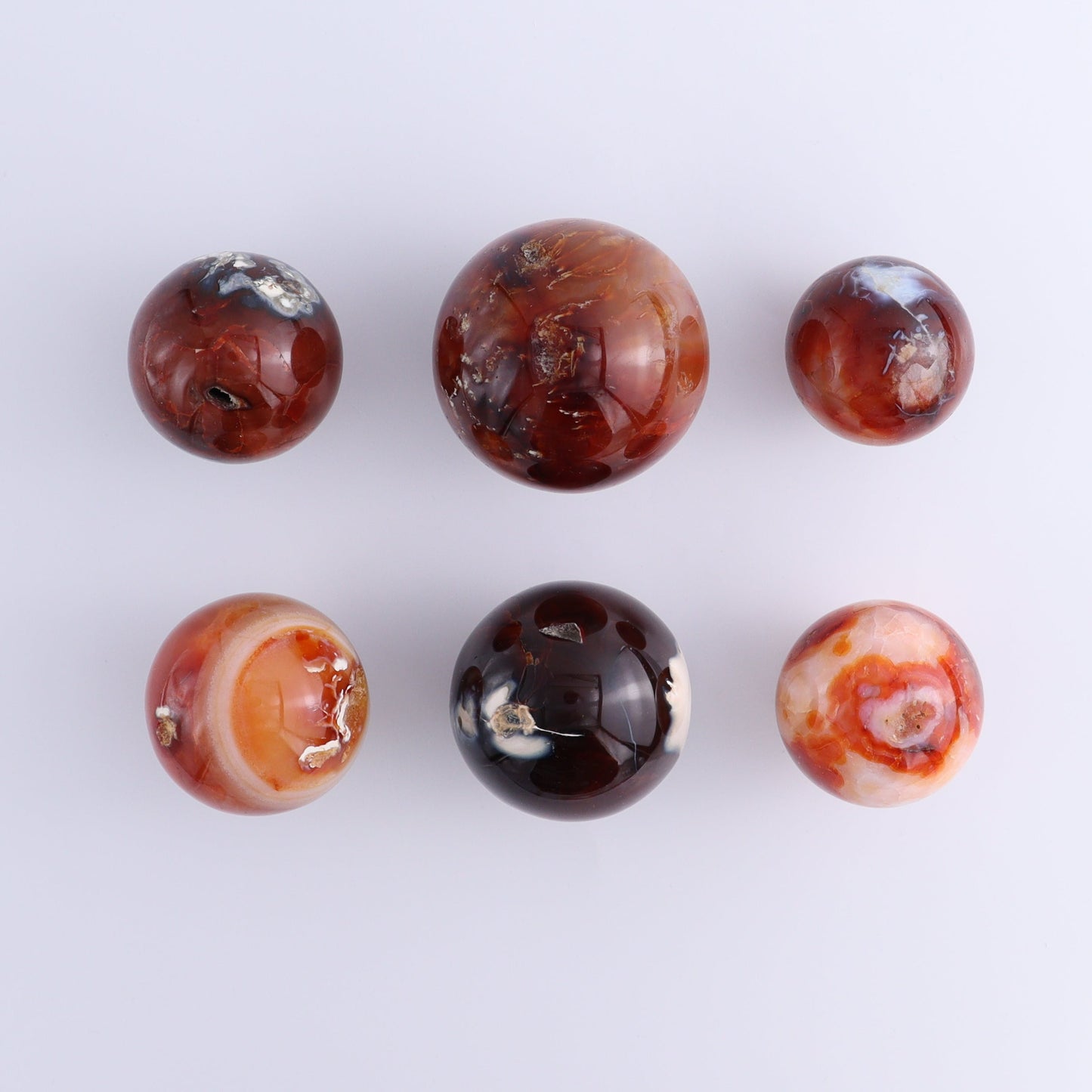 Carnelian Spheres Set of 6 - Expert Wholesale and Supplier of Wholesale Crystals & Bulk Gemstones, ["carnelian","Madagascar","Spheres"]