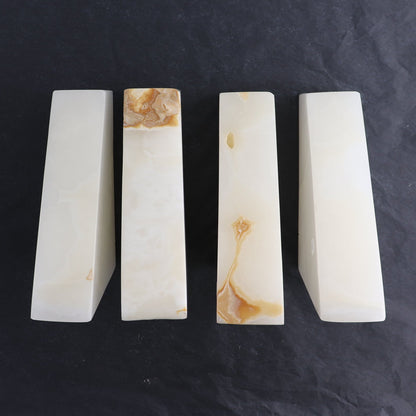 One Pair of Mexican Onyx/Calcite White Polished Bookends