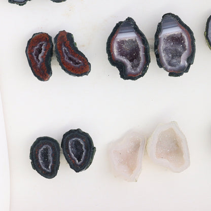 Tabasco Geodes 9 Pairs - Expert Wholesale and Supplier of Wholesale Crystals & Bulk Gemstones, ["Geodes","Tabasco Geode"]