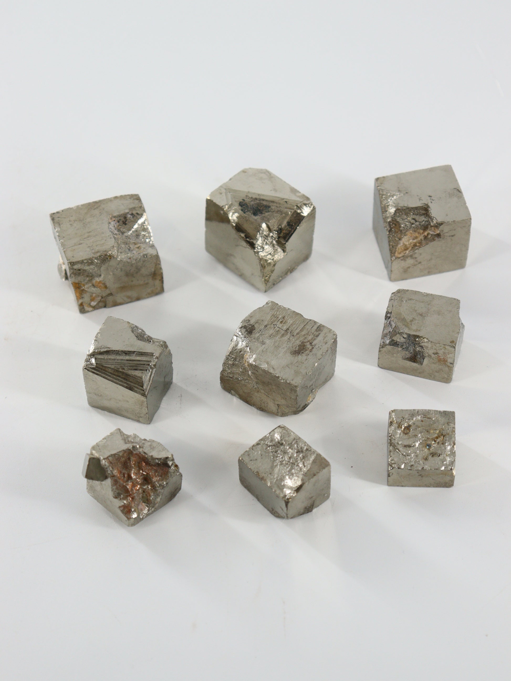 Pyrite Cubes Set of 9 - Expert Wholesale and Supplier of Wholesale Crystals & Bulk Gemstones, ["Cubes","Pyrite","Spain"]