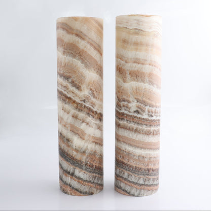 One Pink & Amber Banding Polished Top Onyx Lamp Blind
