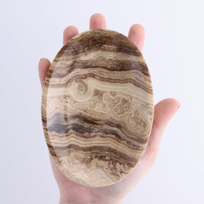 One Mexican Onyx/Calcite Chocolate Small Oval Dish - Expert Wholesale and Supplier of Wholesale Crystals & Bulk Gemstones, ["Calcite","Catalog Onyx","close_50","Decorative Dish","Mexico","onyx"]