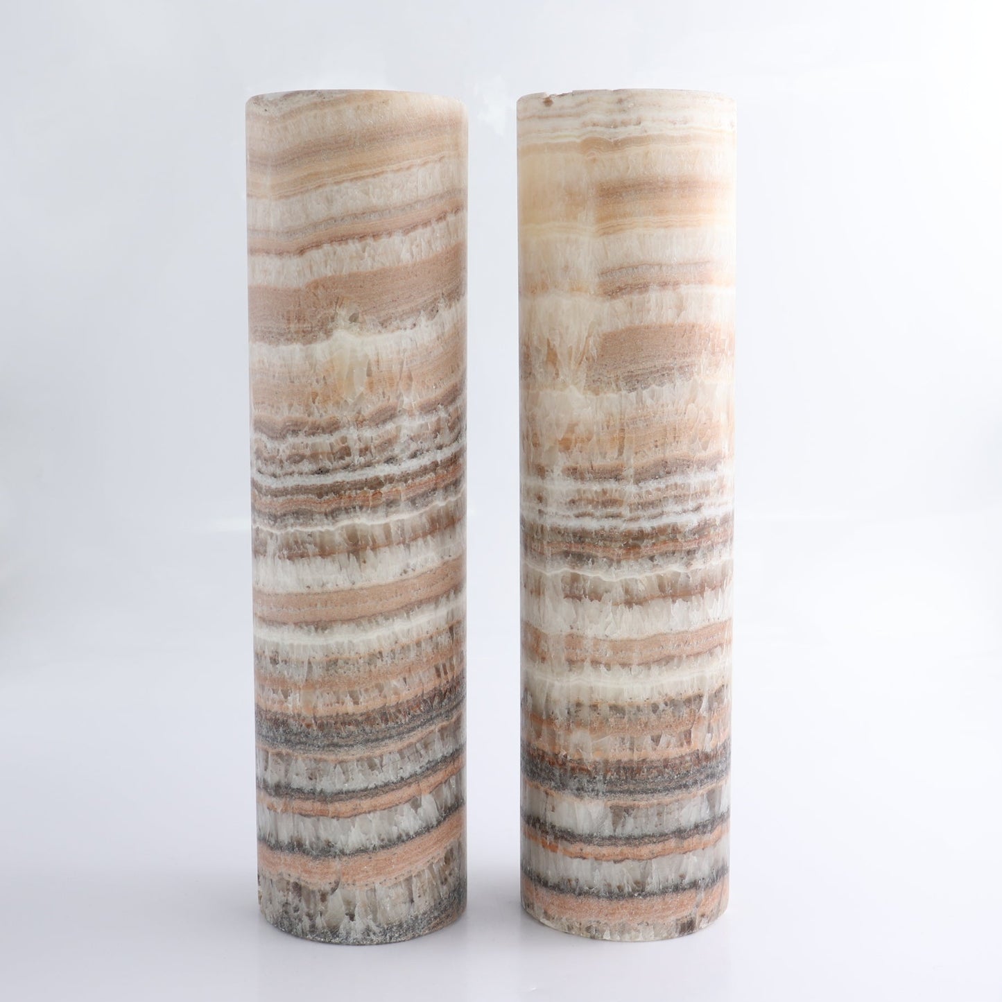 One Pink & Amber Banding Polished Top Onyx Lamp Blind