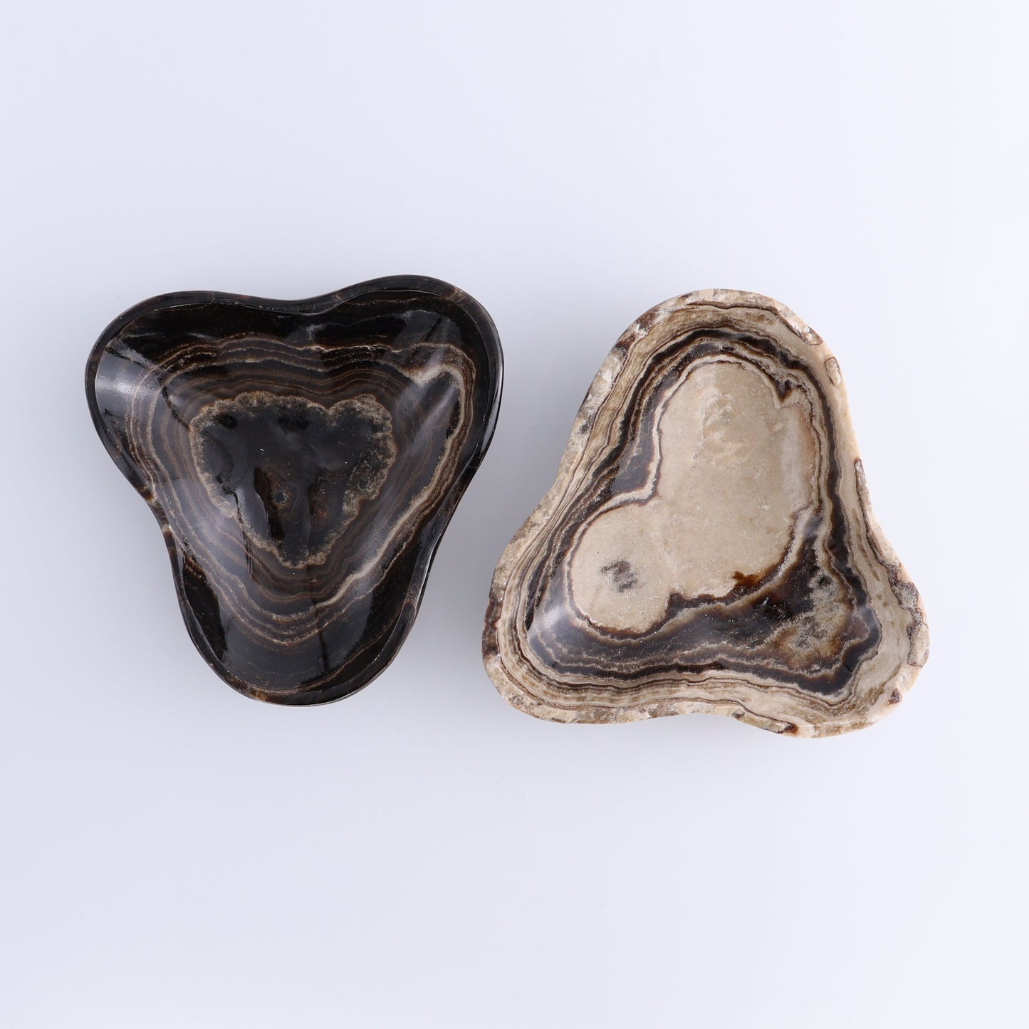 One Mexican Onyx/Calcite Chocolate Triangular Bowl - Expert Wholesale and Supplier of Wholesale Crystals & Bulk Gemstones, ["Calcite","Catalog Onyx","Decorative Dish","Mexico","onyx"]