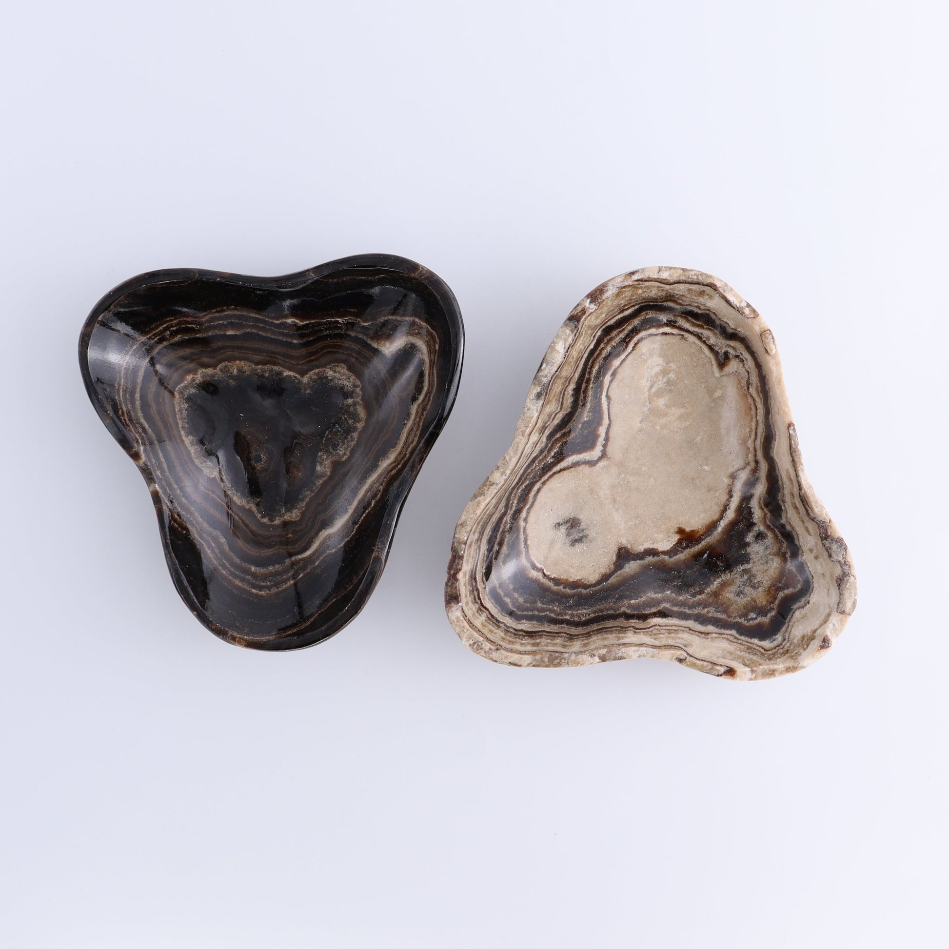 One Mexican Onyx/Calcite Chocolate Triangular Bowl - Expert Wholesale and Supplier of Wholesale Crystals & Bulk Gemstones, ["Calcite","Catalog Onyx","Decorative Dish","Mexico","onyx"]