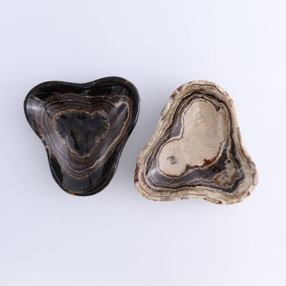 One Mexican Onyx/Calcite Chocolate Triangular Bowl - Expert Wholesale and Supplier of Wholesale Crystals & Bulk Gemstones, ["Calcite","Catalog Onyx","Decorative Dish","Mexico","onyx"]