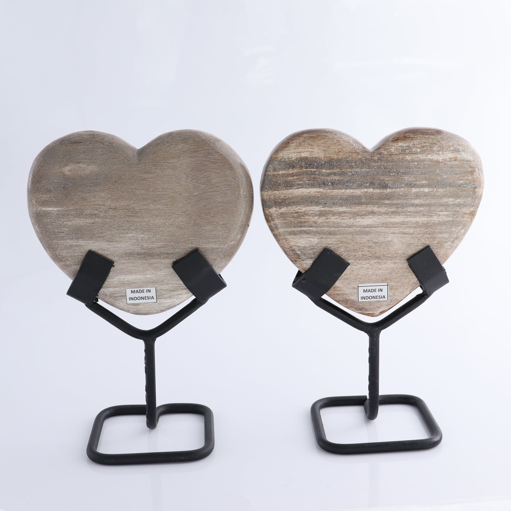 Petrified Wood Hearts with Stands Set of 4 - Expert Wholesale and Supplier of Wholesale Crystals & Bulk Gemstones, ["Hearts","Indonesia","Petrified Wood"]