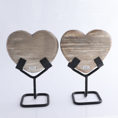 Petrified Wood Hearts with Stands Set of 4 - Expert Wholesale and Supplier of Wholesale Crystals & Bulk Gemstones, ["Hearts","Indonesia","Petrified Wood"]