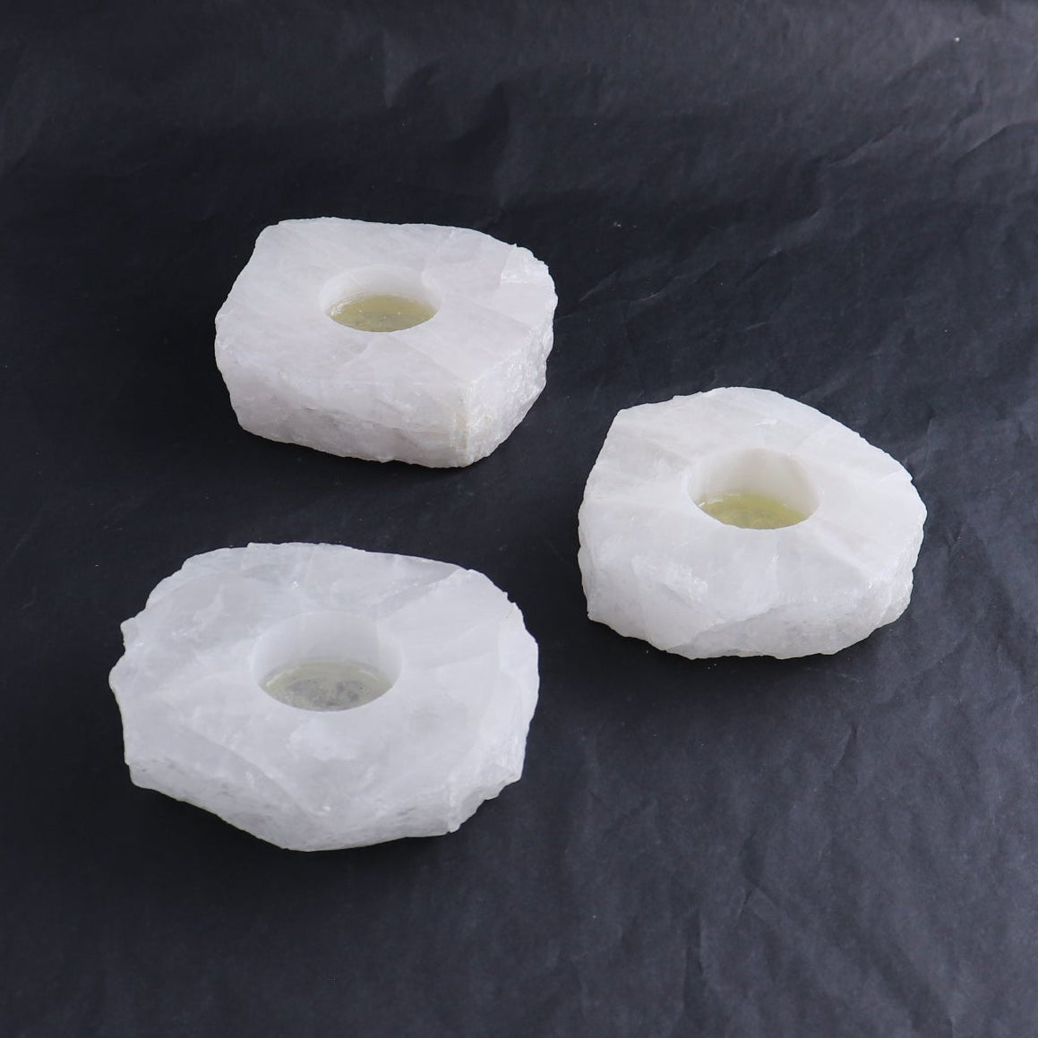 One White Quartz Candle Holder Polished Top