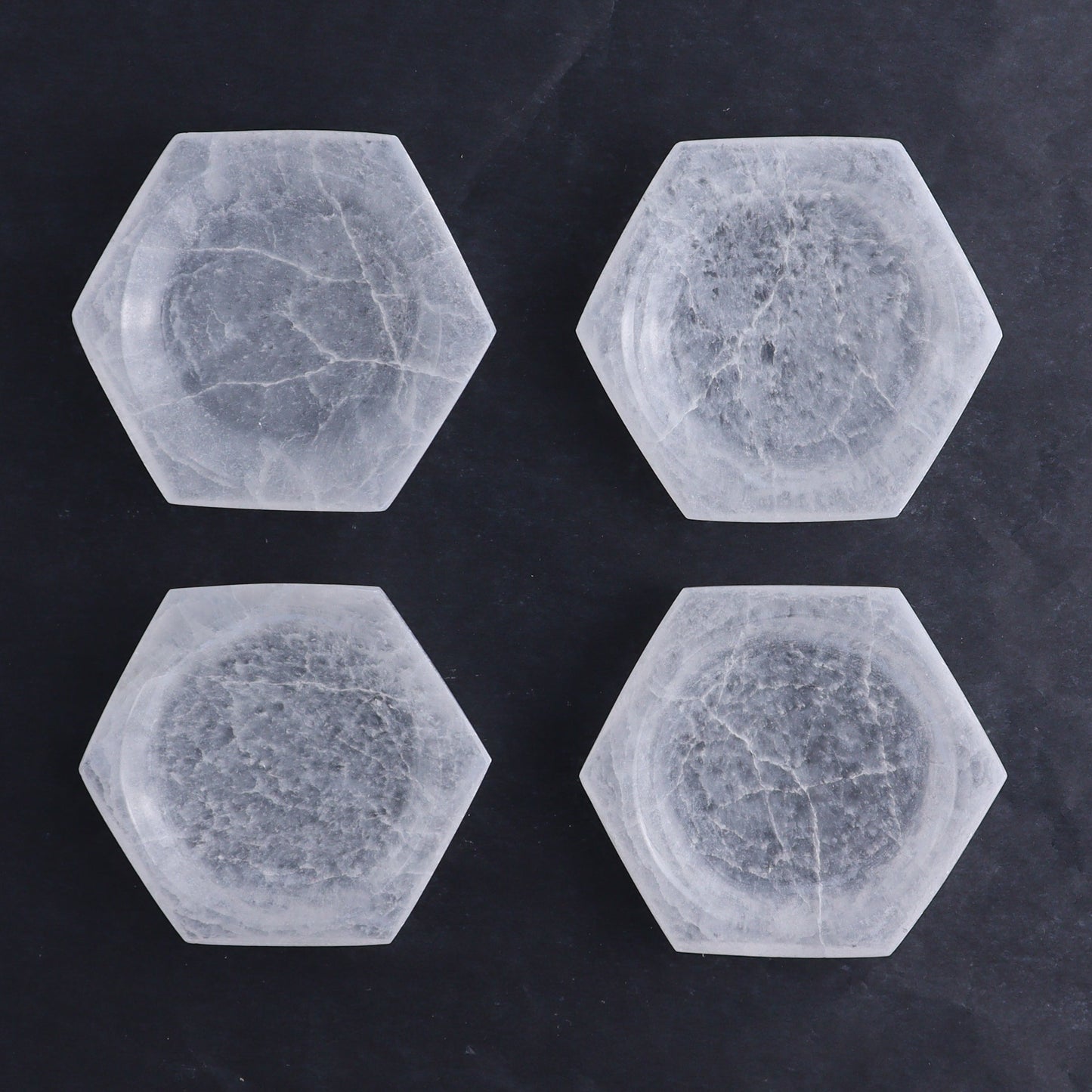One Selenite (Satin Spar) Hexagon Shallow Bowl 7 cm - Expert Wholesale and Supplier of Wholesale Crystals & Bulk Gemstones, ["Bowls","Hexagon","Morocco","Selenite"]