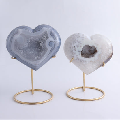 Agate Hearts with Stand Set of 2 - Expert Wholesale and Supplier of Wholesale Crystals & Bulk Gemstones, ["Agate","Brazil","Hearts"]