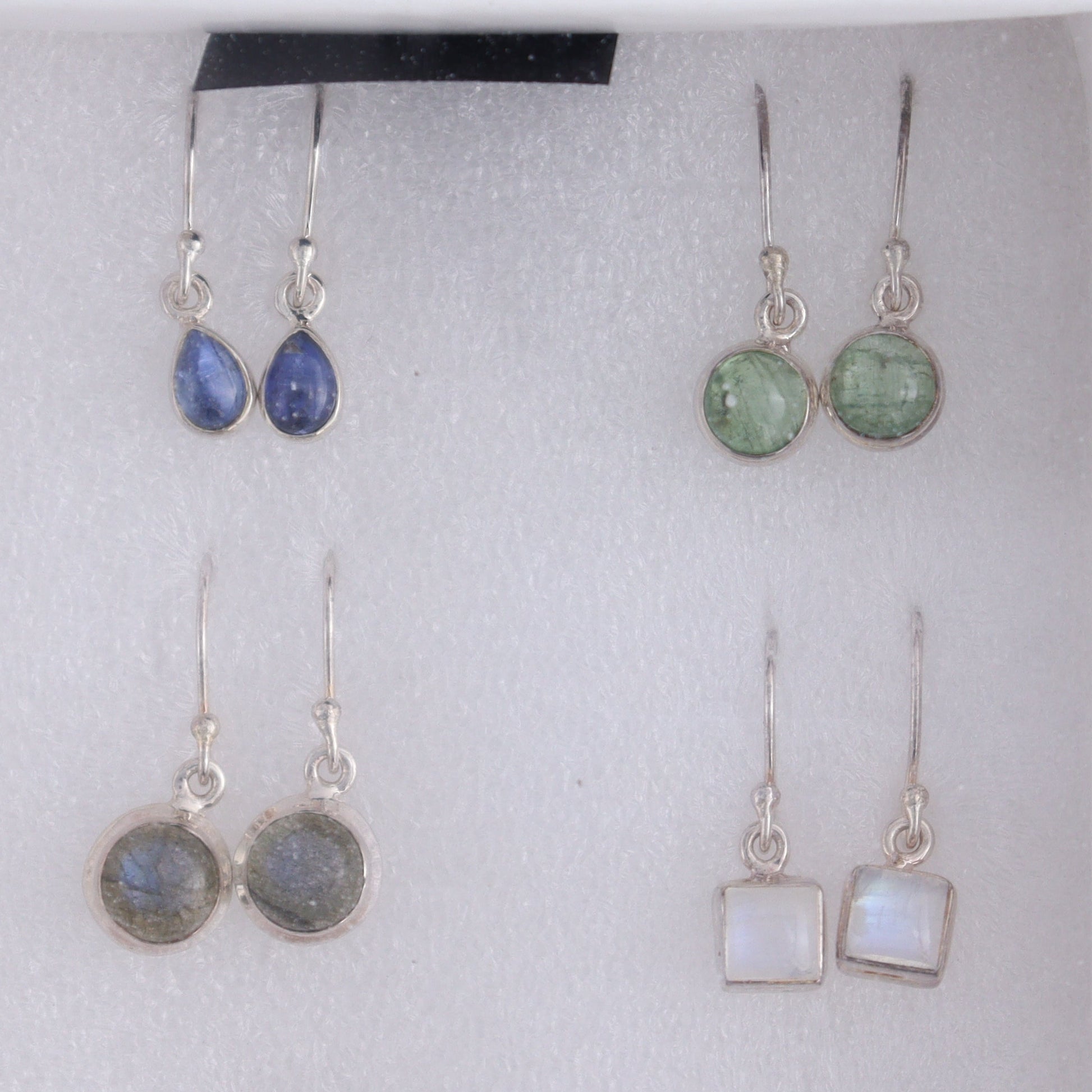 Mixed Gemstones Earrings Set of 9 - Expert Wholesale and Supplier of Wholesale Crystals & Bulk Gemstones, ["Amethyst","Citrine","close_50","earrings","ethiopian opal","Golden Rutile","India","Kyanite","Labradorite","Rainbow Moonstone","Rose Quartz","sterling silver"]
