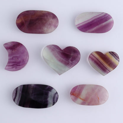 Fluorite Mixed Shapes Set of 7 - Expert Wholesale and Supplier of Wholesale Crystals & Bulk Gemstones, ["Fluorite","heart","Hearts","moons","Oval"]